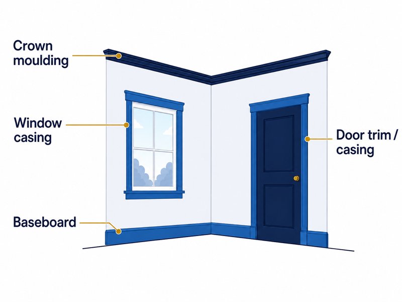 Trim, baseboards and crown moulding